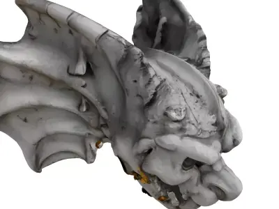 Detailed Gothic Gargoyle Head Statue Low-poly 3D model
