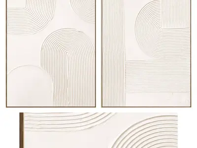 Plaster Two Photo Frame 502 Low-poly 3D model