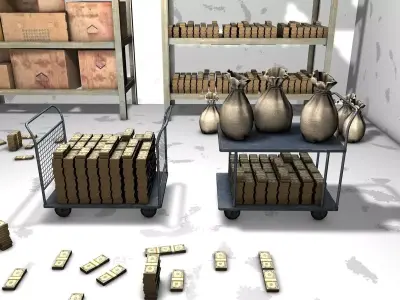 Bank Cash Low-poly 3D model