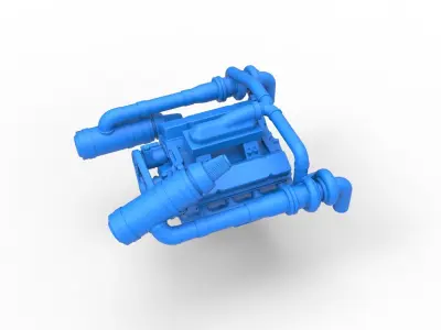 Twin Turbo engine V8 for semi truck Scale 1 to 25 3D print model