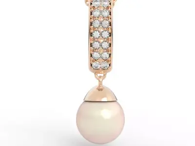 Luxury Vertical Diamond Pearl Drop Pendant 3D print model