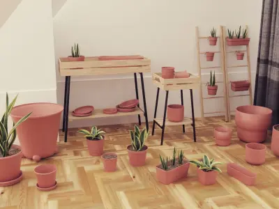 Plants pots collection vol 03 Low-poly 3D model