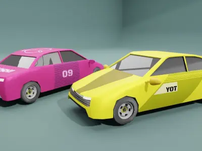 Stylized low poly car Low-poly 3D model