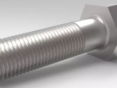 Real Threaded Metric Hexagon Headed Bolts - M10 x 35mm 3D print model