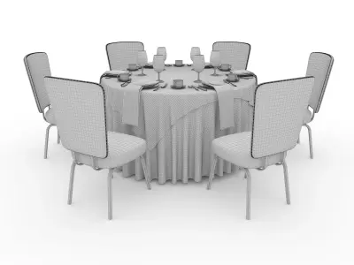 Banquet Table and Chair 148 3D model