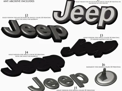 Jeep logo car brand for 3D printer or CNC router 3D print model