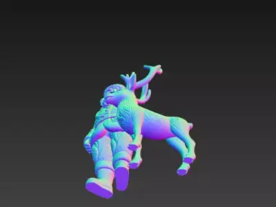 3D Santa Claus with Reindeer Christmas Model 3D print model