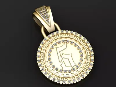 gold monogram pendant 3D printable model  3D print model