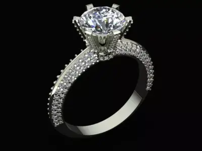 High Jewelry Tiffany Style Luxury Diamond Ring 3D print model