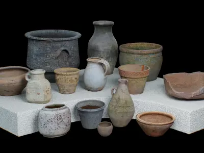 Pots Collection Vol I Low-poly 3D model