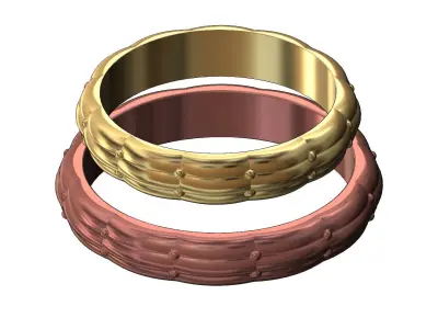 Rounded faceted ring with capitonne pattern 3D print model