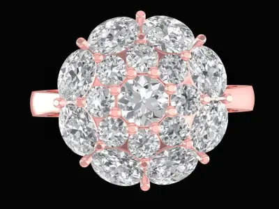 Luxury Floral Cluster Diamond Ring for Women 2431 3D print model