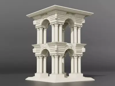 Ornamental Double-Tier Classical Pavilion 3D print model