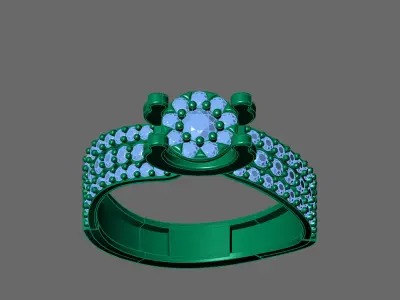 Womens Rings With Stone Ring Ready STL 3DM Models Rings women 3D print model