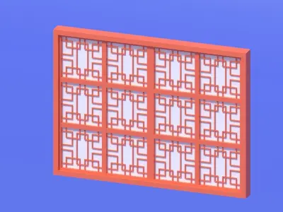 Cartoon Chinese Window Low-poly 3D model