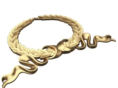 Gold Laurel Wreath 03 Low-poly 3D model