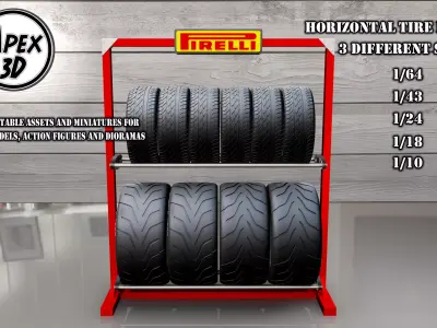 Horizontal tire Rack 3d printable in various scales 3D print model