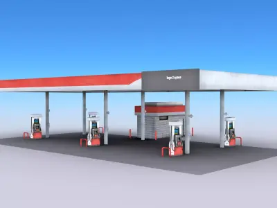 Gas Station Low-poly 3D model