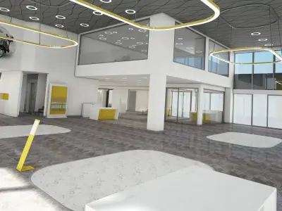 Car Showroom and Furniture 3D model