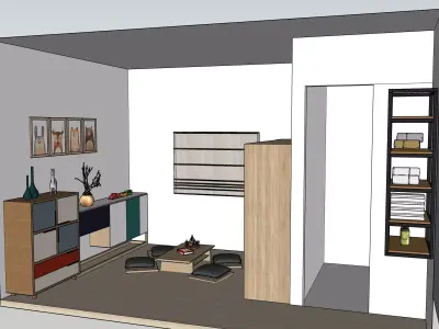 BEDROOM living room with furniture Free 3D model