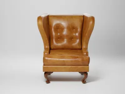 Old fashioned leather chair Low-poly 3D model