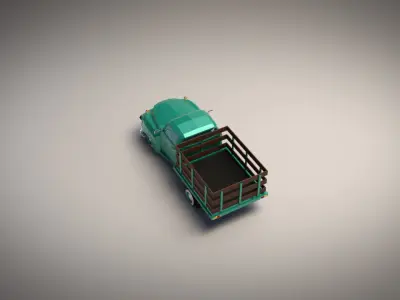 Low-Poly Vintage Pickup Truck Low-poly 3D model