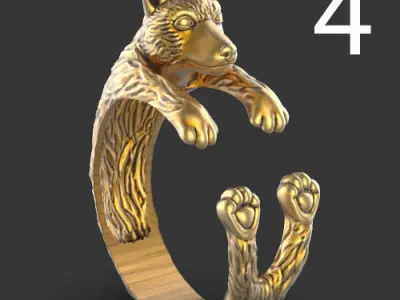 Ring Dog Pack 3D  model  Silver Gold Print 3D print model