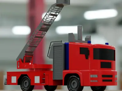 Fire Truck Toy Low-poly 3D model