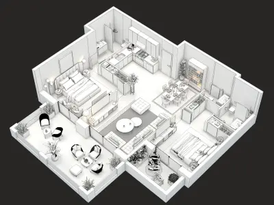 appartment floorplan k4 3D model