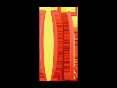 3d yellow and red surfboard 3D model
