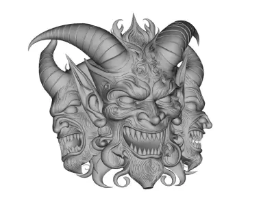 Pendant Devil Head Mask Head Gold Pendant 3D print model