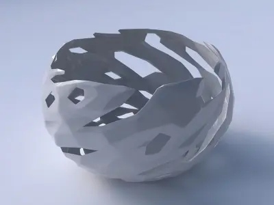 Bowl spheric twisted with faceted cuts 3D print model
