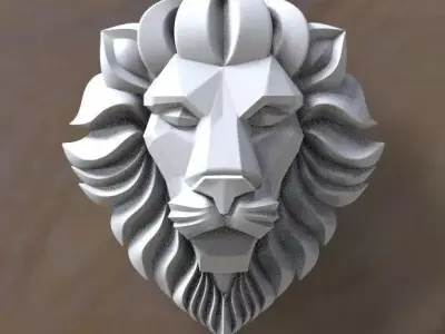 lion head Low-poly 3D model