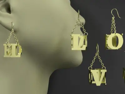 earrings love 3D model