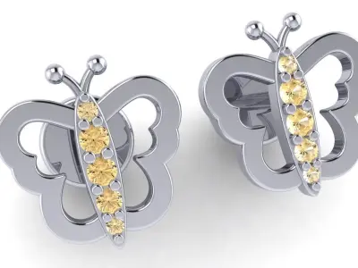 butterfly earrings 3D print model