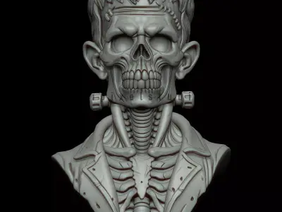 Frankenstein skeletal Bust 3D Print STL  3D print model
