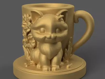 Adorable Cat planter candy container urn candle holder 1 3D print model