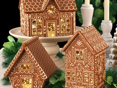 Gingerbread Village Houses 3D model