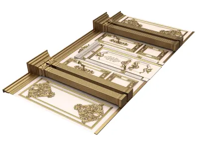 Boiserie Classic Wall with Mouldings 08 White Low-poly 3D model