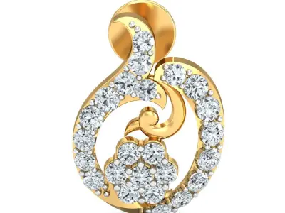 Light weight  Yellow Gold Diamond earring-P3 PSER-20 3D print model
