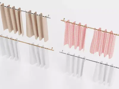 Curtains Set - Complete Window Drapery Collection 3D model