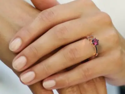 Diamond ring with heart 3D print model