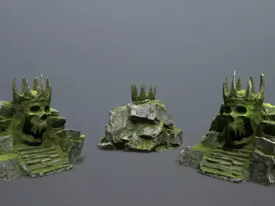 skull cave Low-poly 3D model