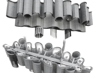 candela chandelier made of metal and glass 3D model