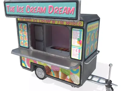 Ice Cream Truck Low-poly 3D model