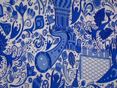 Russian geometric tile ornament decoration 3D model