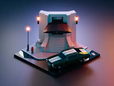 johnwick Low-poly 3D model car Low-poly 3D model