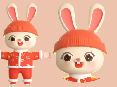 cartoon new year rabbit 3D model