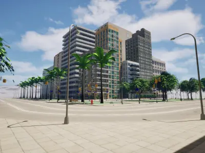 City Downtown Skyscraper Street - Unreal - Lot 03 Low-poly 3D model