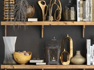 Decorative set vintage shelves - wall art 3D model